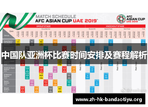 中国队亚洲杯比赛时间安排及赛程解析 中国队亚洲杯比赛时间安排及赛程解析